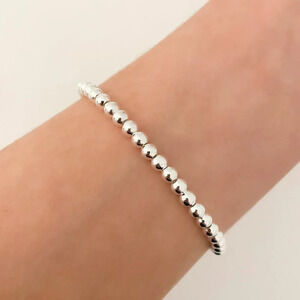 925 Sterling Silver Bead Bracelet 4 mm Ball Bracelet Small Bracelet 7 inch